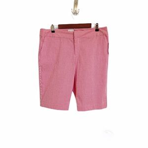 RED AND WHITE GINGHAM BERMUDA SHORTS  SIZE 14